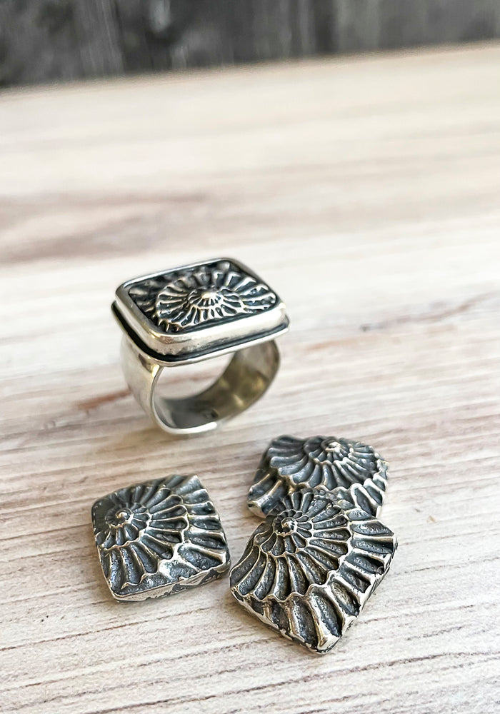 sterling silver ammonite ring