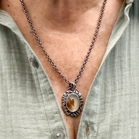 silver agate pendant necklace