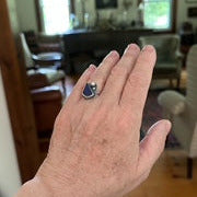 Silver rings with blue beach glass and pearl