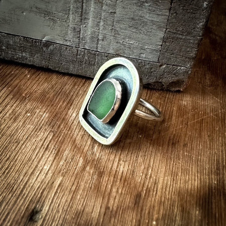 green beach glass ring
