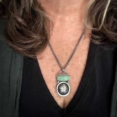 STERLING SILVER TURQUOISE PENDANT NECKLACE