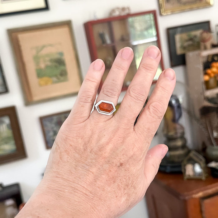 sterling silver hessonite garnet ring
