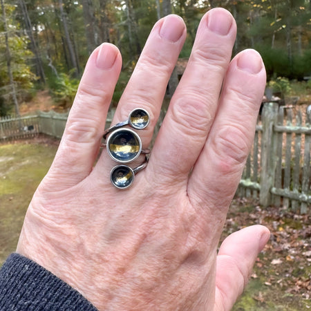 silver and gold ring