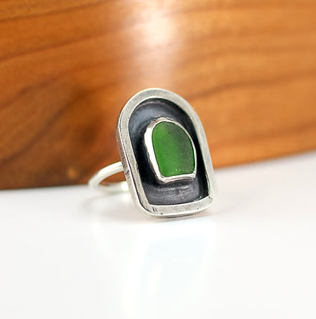 green beach glass ring