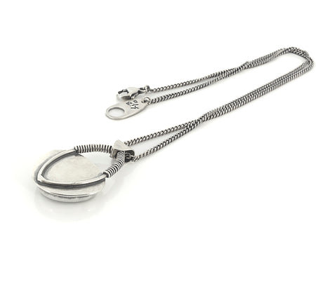 sterling silver cape cod beach stone pendant necklace