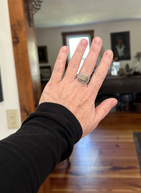 sterling silver beach stone ring