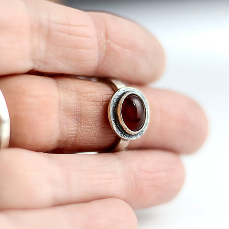 silver ring with red carnelian