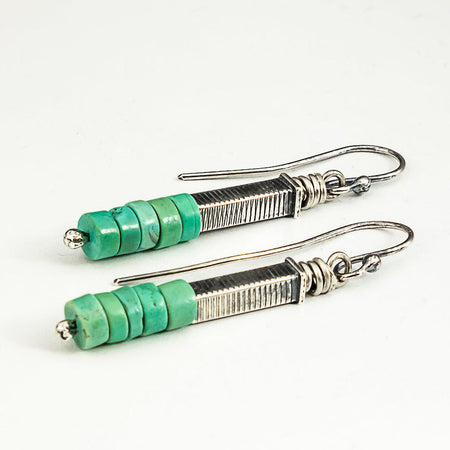 turquoise earrings with line texture