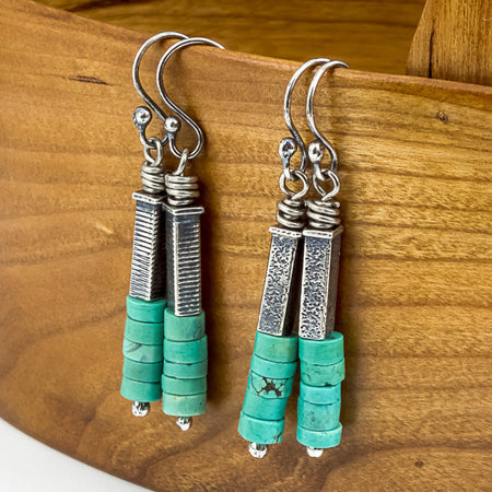turquoise bead dangle earrings for women