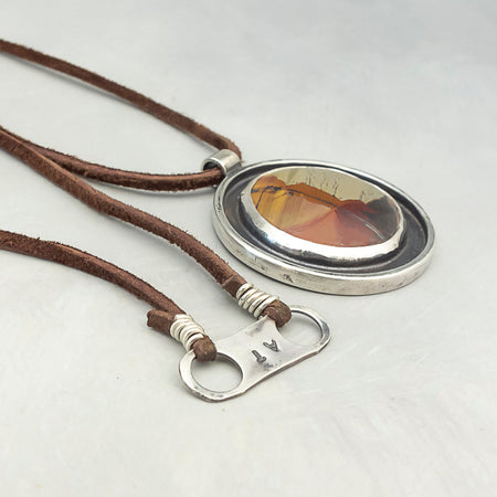 silver pendant with indian paint stone