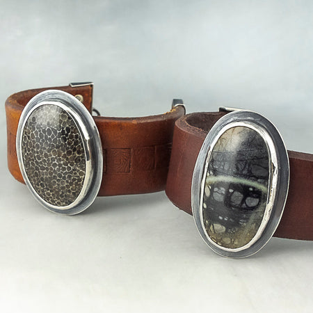 silver and leather bracelets