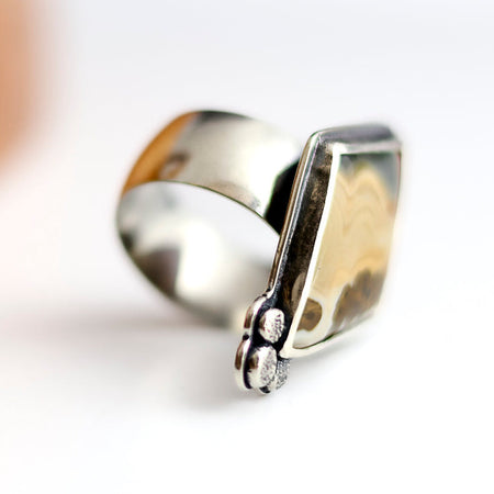 sterling silver ring with ocean jasper stone