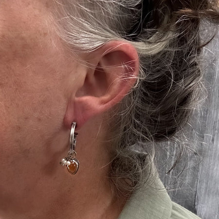 pearl and citrine hoop earrings
