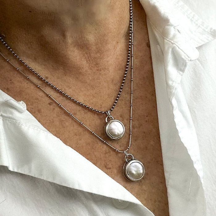 sterling silver pearl pendant necklace