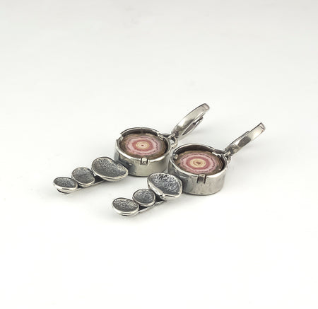 sterling silver and rhodocrosite dangle earrings