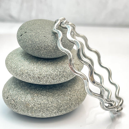 sterling silver wave bangle