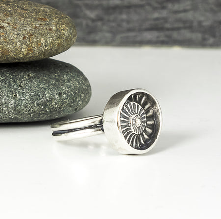 sterling silver ammonite ring