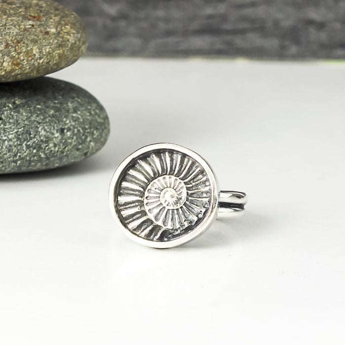 sterling silver ammonite ring
