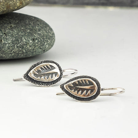 sterling silver dangle leaf earrings