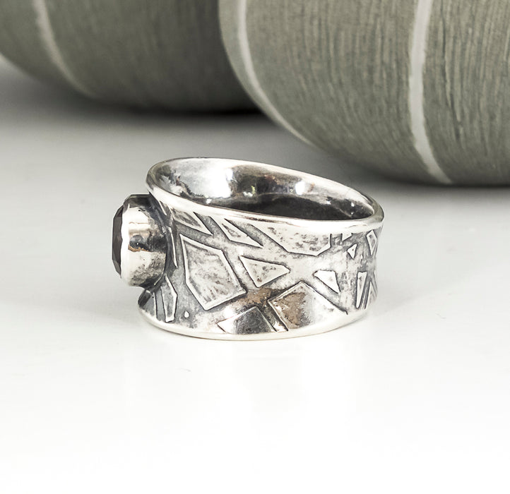 sterling silver and smokey quartz ring