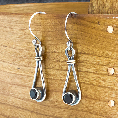 sterling silver and gold onyx earrings