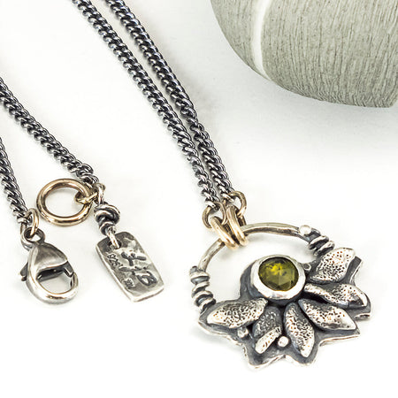 sterling silver green tourmaline pendant