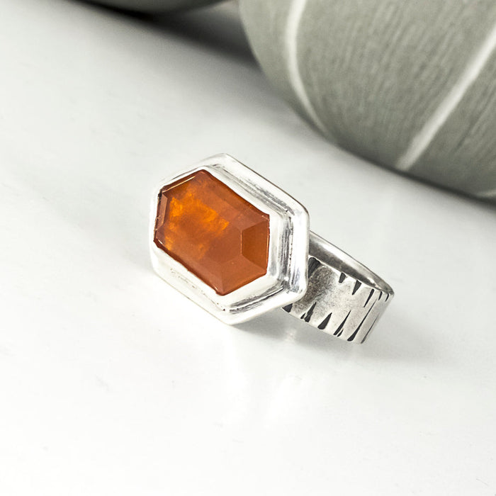sterling silver hessonite garnet ring