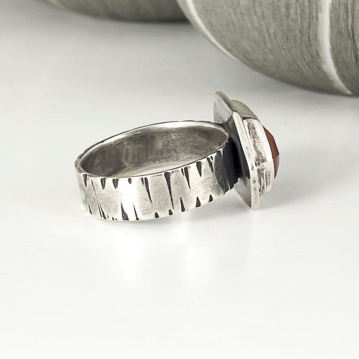 sterling silver hessonite garnet ring