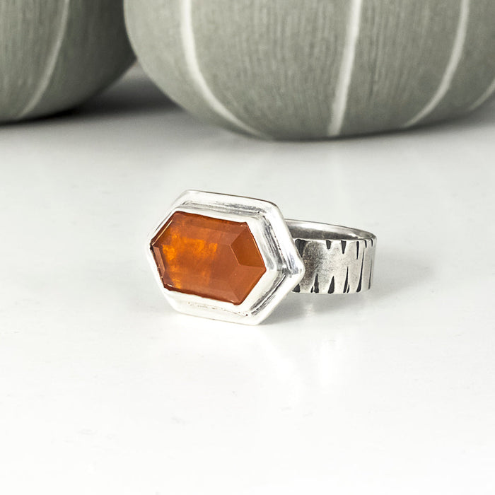 sterling silver hessonite garnet ring