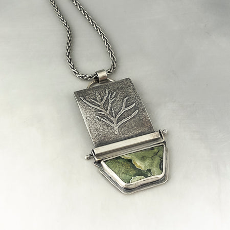 sterling silver rainforest jasper pendant necklace