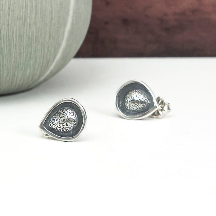 sterling silver teardrop stud earrings