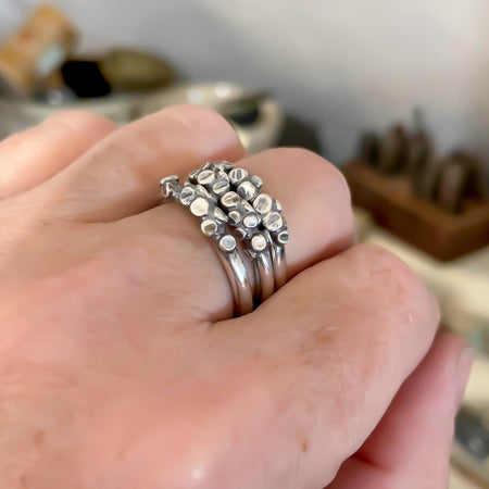 sterling silver small pebble stacking ring