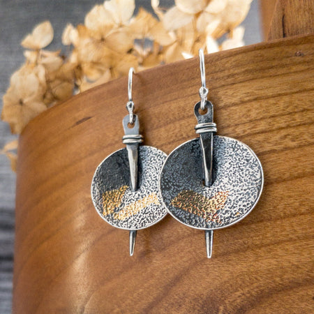 silver textured dangle earrings