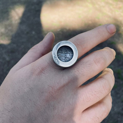 sterling silver hollow form statement ring on hand