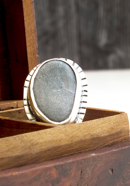 sterling silver beach stone pin