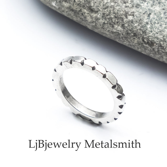 Sterling silver square wire stacking ring