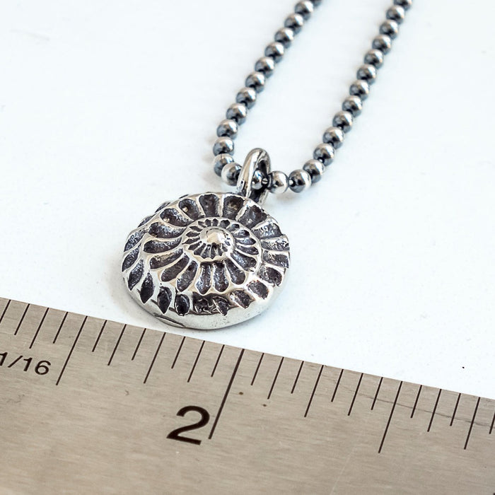 silver ammonite necklace