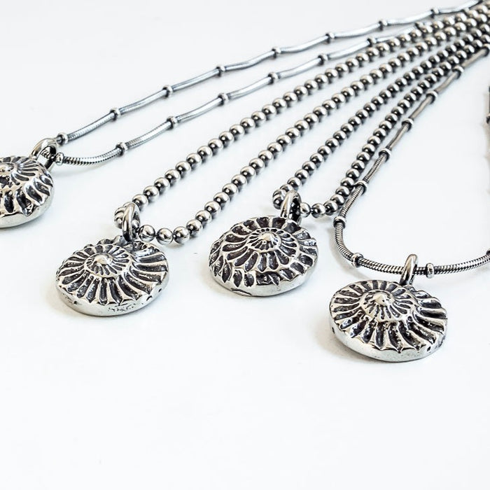 silver ammonite necklaces