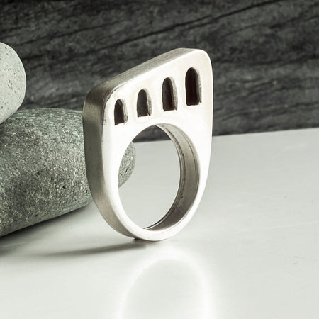 sterling silver hollow form statement ring