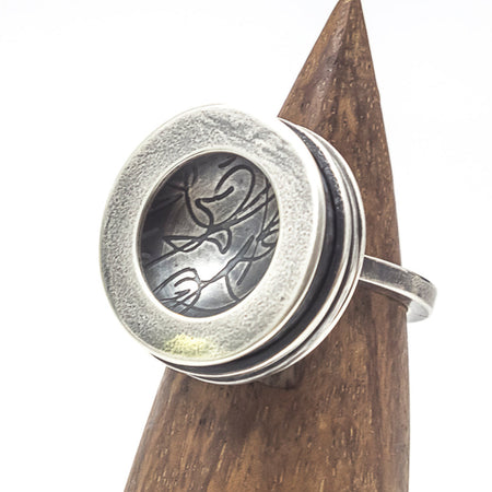 sterling silver hollow form statement spinner ring