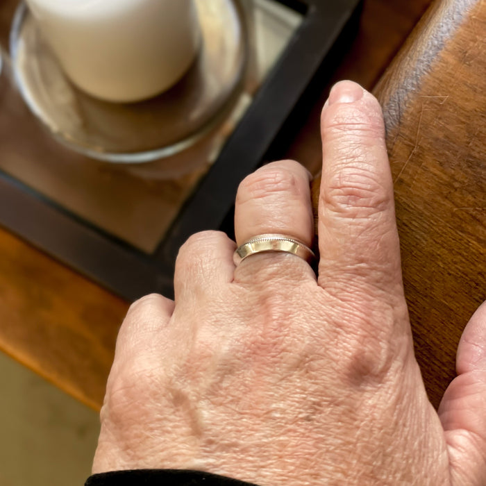sterling silver stacking ring on hand