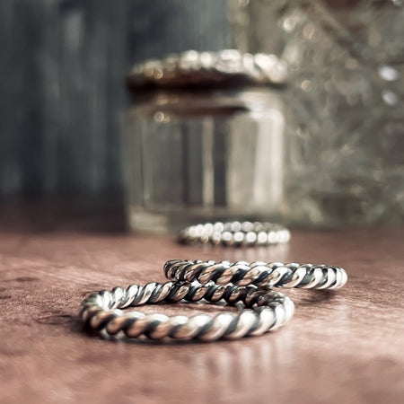sterling silver stacking rope rings