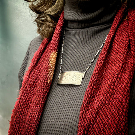 sterling silver hollow form pendant with oak leaves