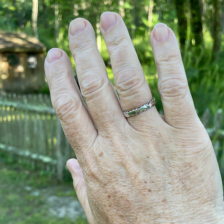 sterling silver stacking ring on hand