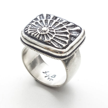 silver ammonite statement ring