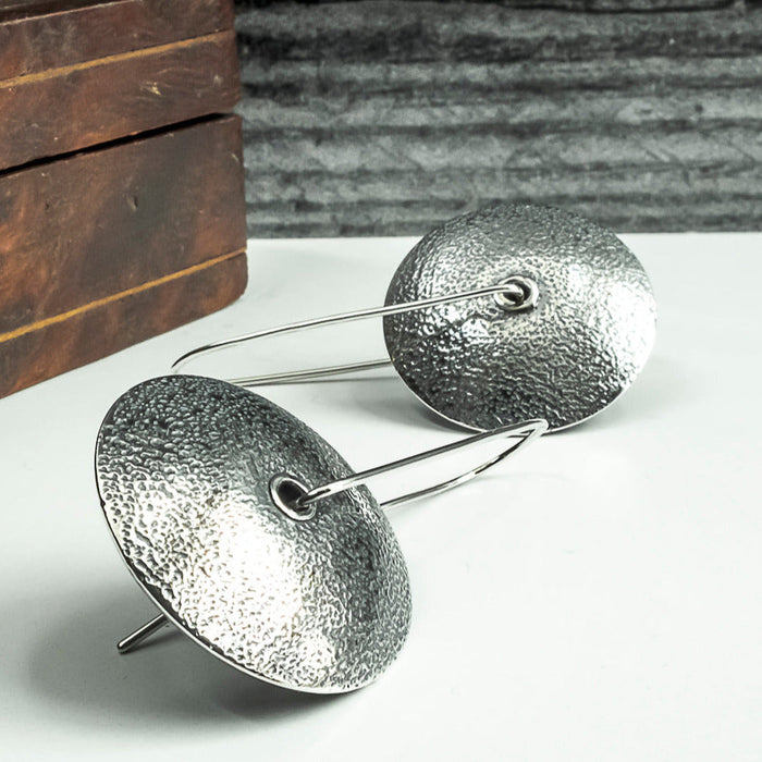 textured silver dangle earrings