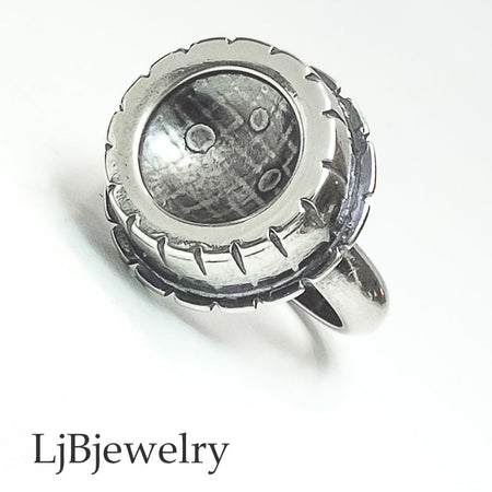 silver hollow form  statement ring for women