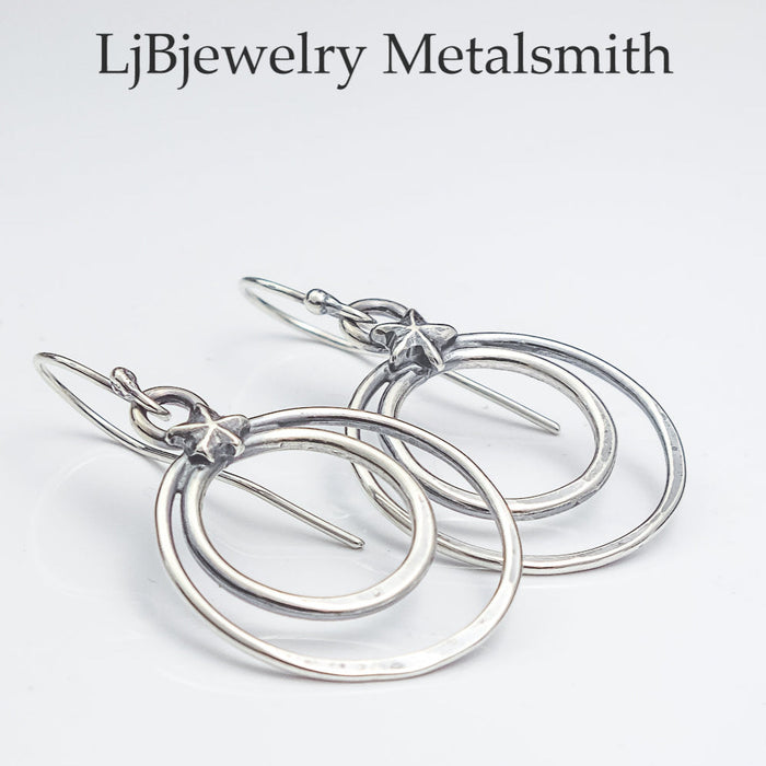 silver hoop earrings with stars