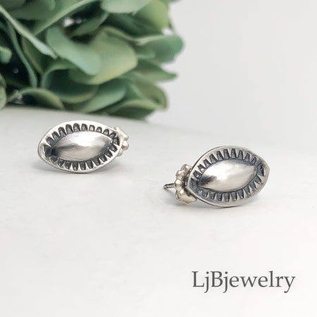 silver stamped stud earrings