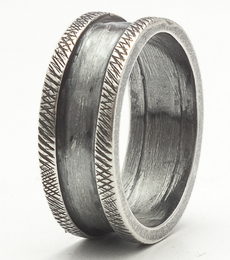 wide sterling silver textured ring band for men and women